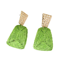 Raffia Earrings Women's Fashion Trapezoidal Alloy - Modestly Vogue 
