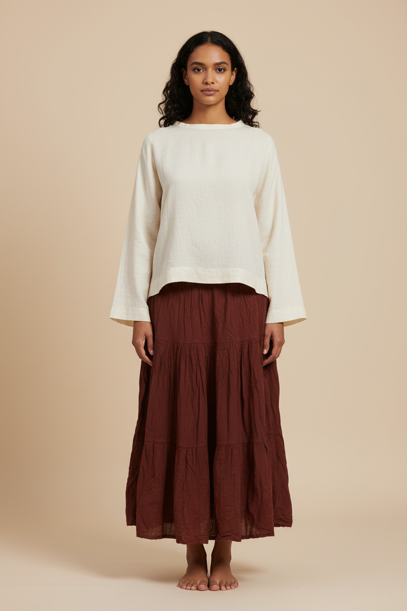 Green Tiered Maxi Skirt - Modestly Vogue 