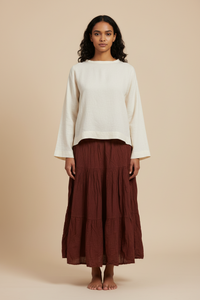 Green Tiered Maxi Skirt - Modestly Vogue 