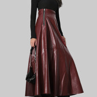Retro Leather Skirt | High Waist, Slim Fit & Trendy Design - Modestly Vogue 