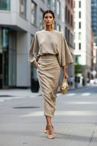 European And American Elegant Women's Clothing Autumn New High Waist Long Skirt Suit - Modestly Vogue 