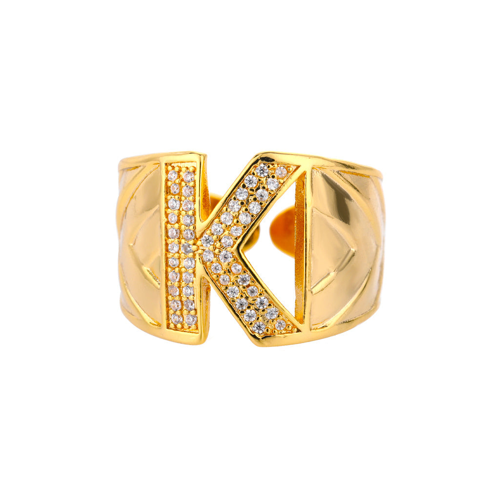 Personalized Gold Stone Initial Ring | Modestly Vogue - Modestly Vogue 