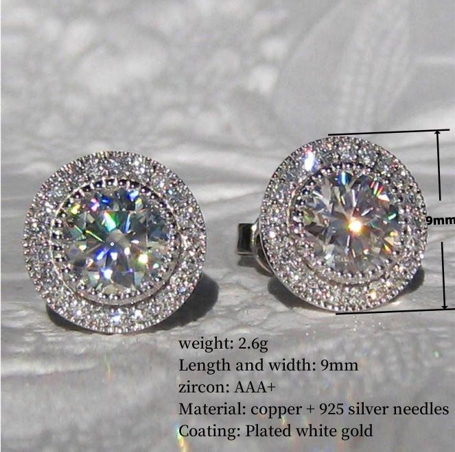 Moissanite Ear Studs Full Diamond - Modestly Vogue 