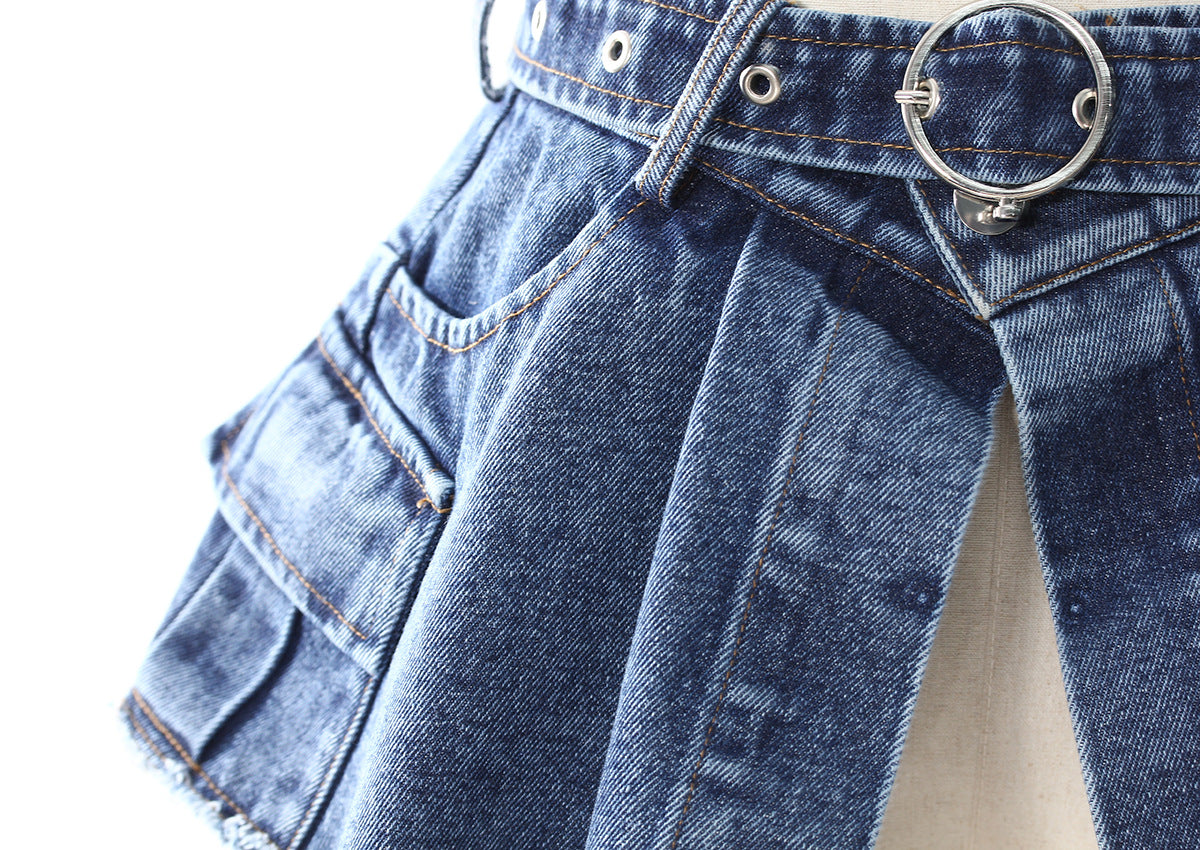 Spring Two Piece Set Denim Waist Seal Waist Slimming Multi Match Two Piece Set Women Blazer