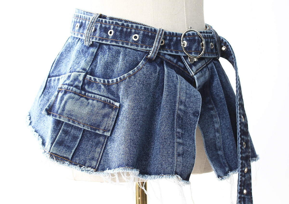 Spring Two Piece Set Denim Waist Seal Waist Slimming Multi Match Two Piece Set Women Blazer