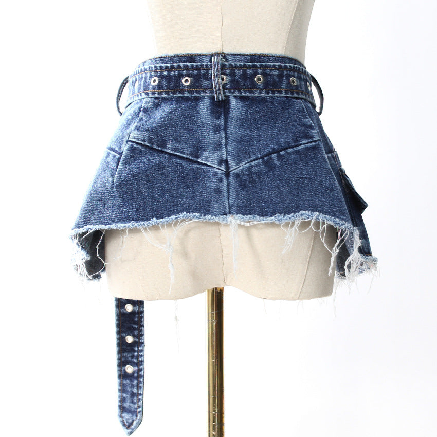 Spring Two Piece Set Denim Waist Seal Waist Slimming Multi Match Two Piece Set Women Blazer