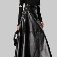 Retro Leather Skirt | High Waist, Slim Fit & Trendy Design - Modestly Vogue 