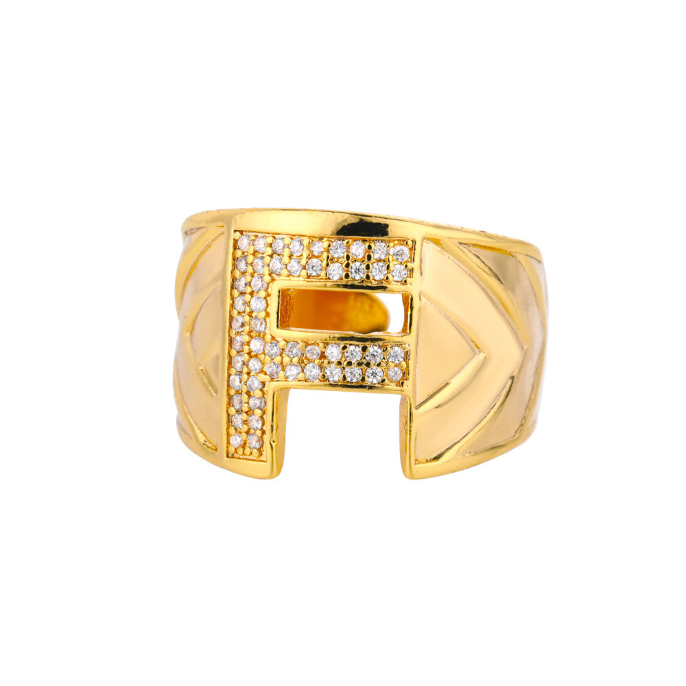 Personalized Gold Stone Initial Ring | Modestly Vogue - Modestly Vogue 