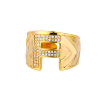 Personalized Gold Stone Initial Ring | Modestly Vogue - Modestly Vogue 