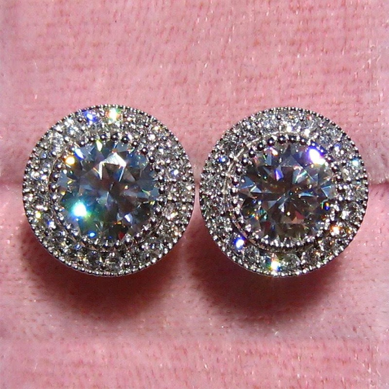 Moissanite Ear Studs Full Diamond - Modestly Vogue 