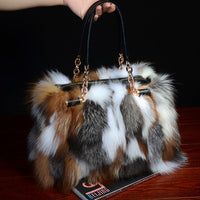 Fashion Handbag Fox Fur With Cowhide Purse - Modestly Vogue 