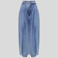 High Waist Zipper Denim Loose Harem Pants