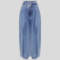 High Waist Zipper Denim Loose Harem Pants