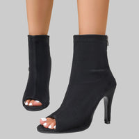 Peep Toe Martin Boots with Chunky Heel | Women's Fashion - Modestly Vogue 