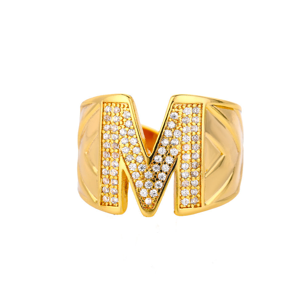 Personalized Gold Stone Initial Ring | Modestly Vogue - Modestly Vogue 