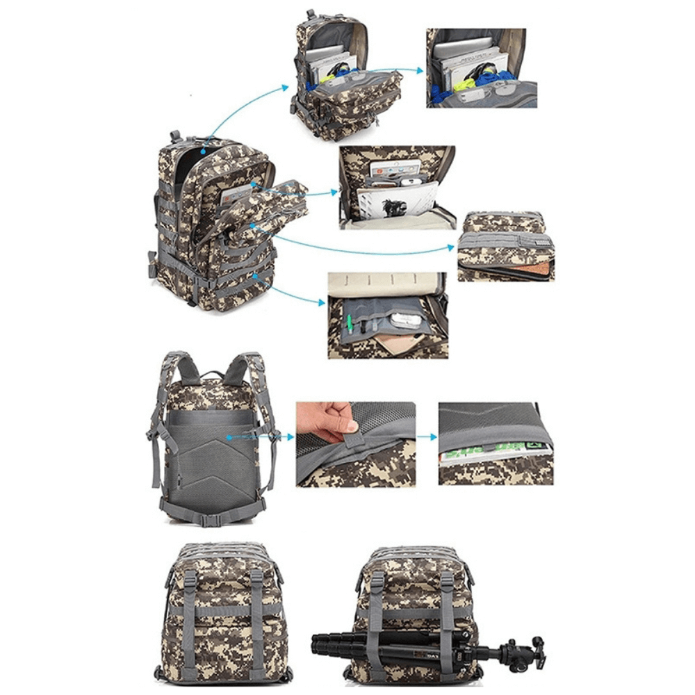 Tactical 45L MOLLE Rucksack Backpack – Military Outdoor Pack