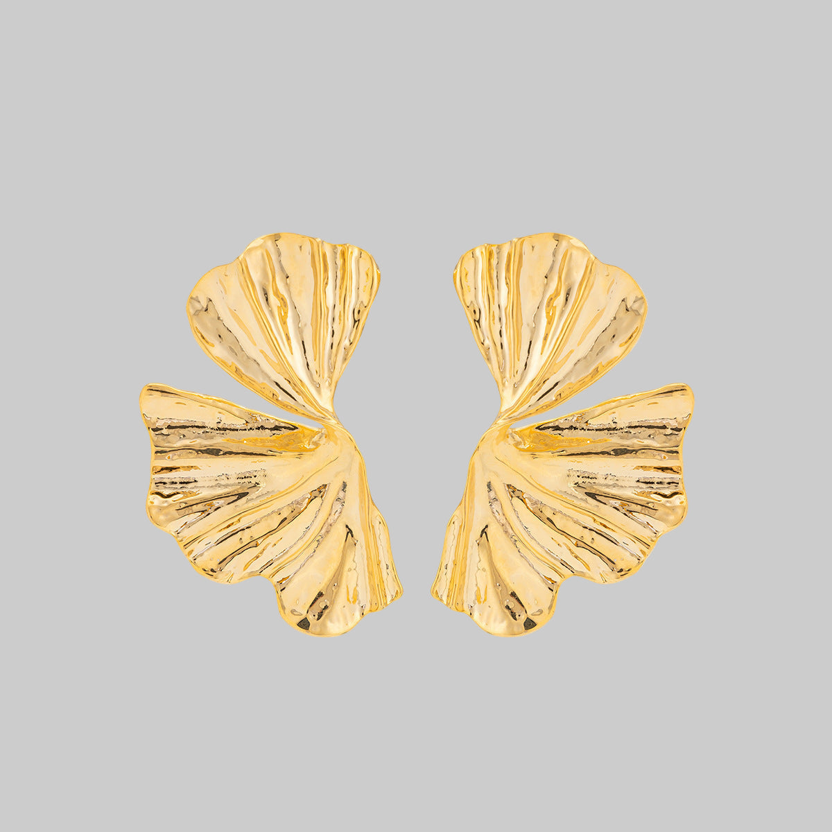 Vintage Ginkgo Beach Shell Pattern Ear Studs Earrings - Modestly Vogue 