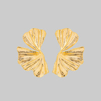 Vintage Ginkgo Beach Shell Pattern Ear Studs Earrings - Modestly Vogue 