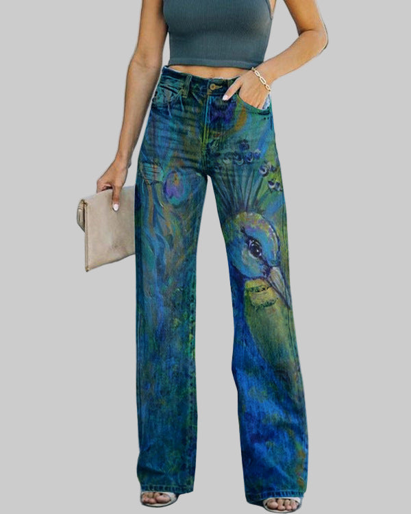 Women's Diagonal Cloth Printed Jeans - Modestly Vogue 