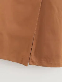 Earthtone Professional Spring And Autumn Lapel Skirt Set Neutral