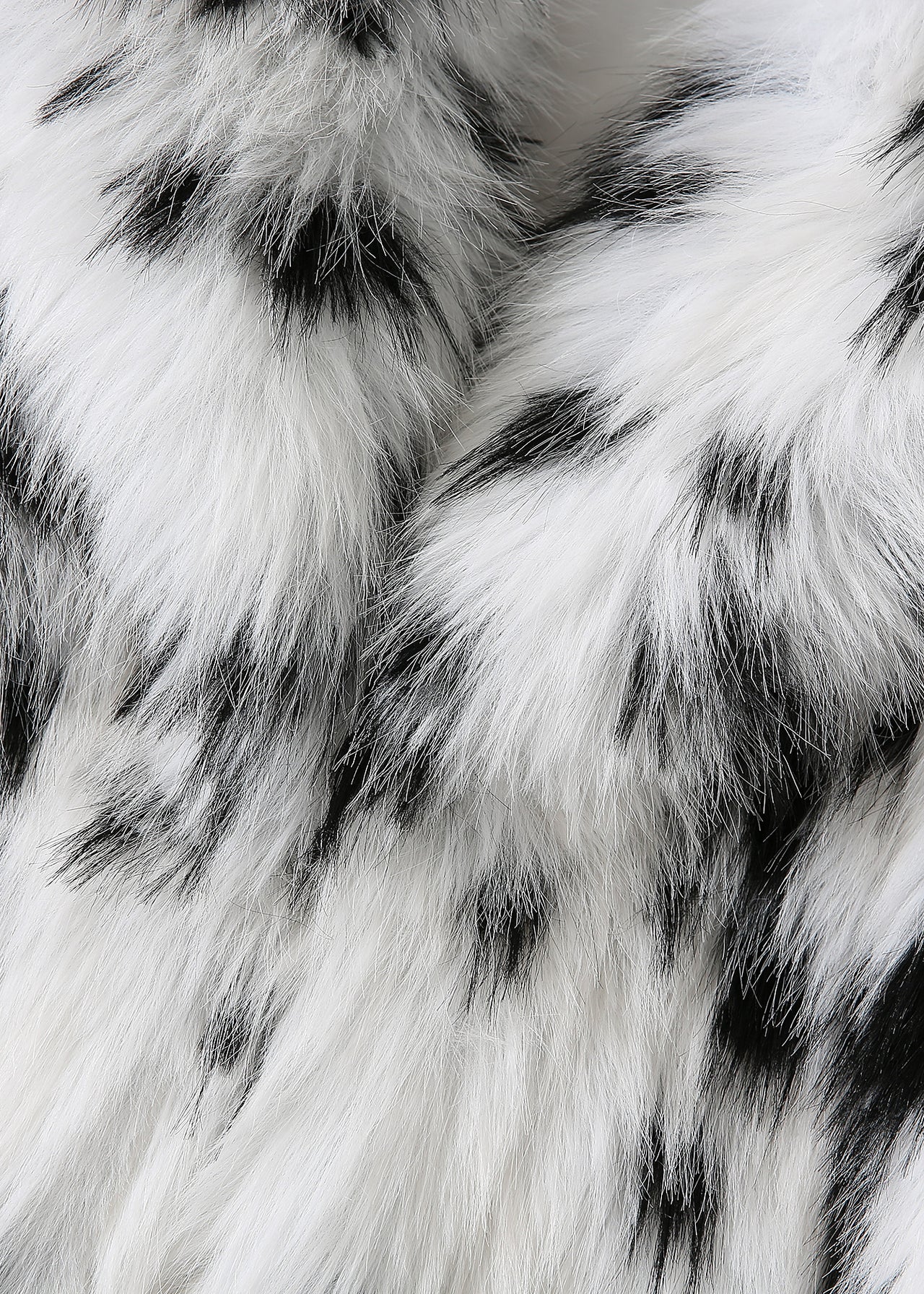 Autumn Faux Fur Fur Coat Black White Spots Leopard Print Collared Furry Coat