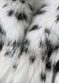 Autumn Faux Fur Fur Coat Black White Spots Leopard Print Collared Furry Coat