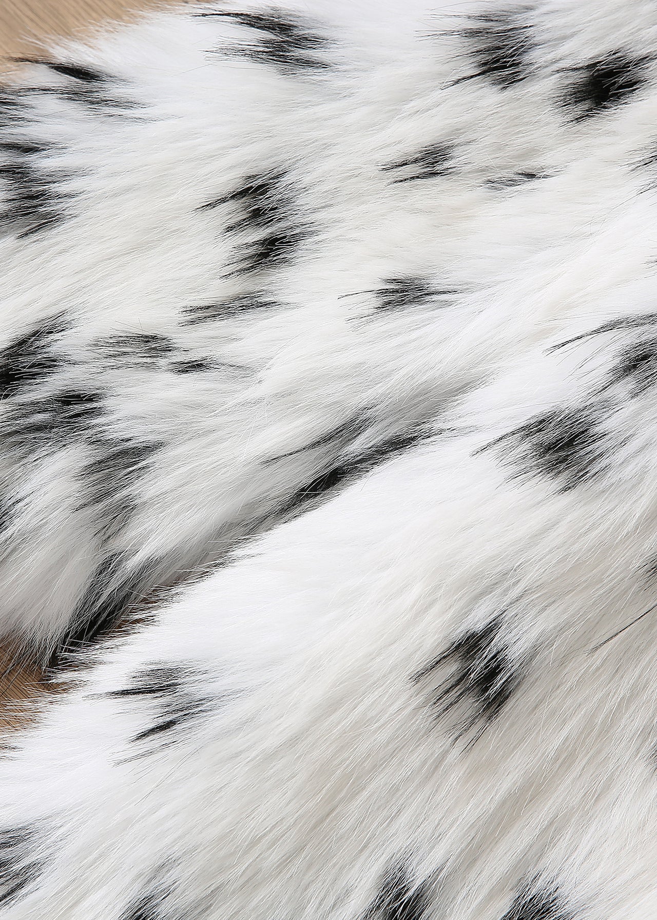 Autumn Faux Fur Fur Coat Black White Spots Leopard Print Collared Furry Coat