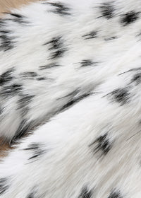 Autumn Faux Fur Fur Coat Black White Spots Leopard Print Collared Furry Coat