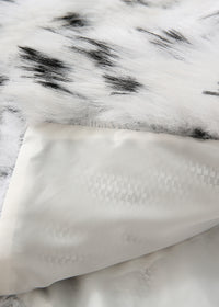 Autumn Faux Fur Fur Coat Black White Spots Leopard Print Collared Furry Coat