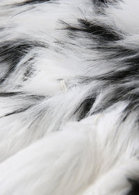 Autumn Faux Fur Fur Coat Black White Spots Leopard Print Collared Furry Coat