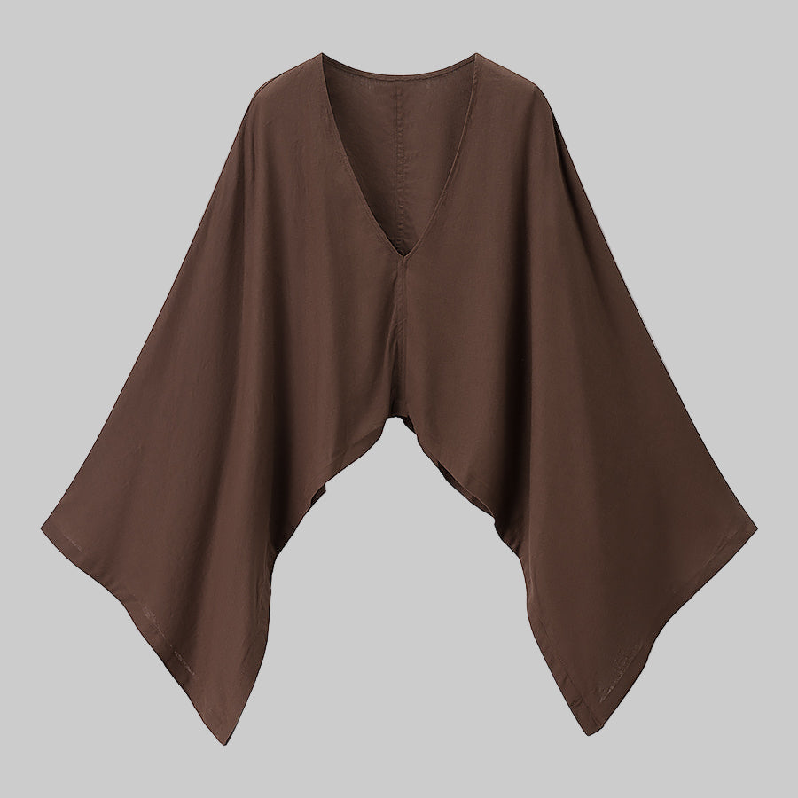 Women Clothing Casual Loose Fitting V neck Long Sleeves Short Shirt Top - Modestly Vogue 