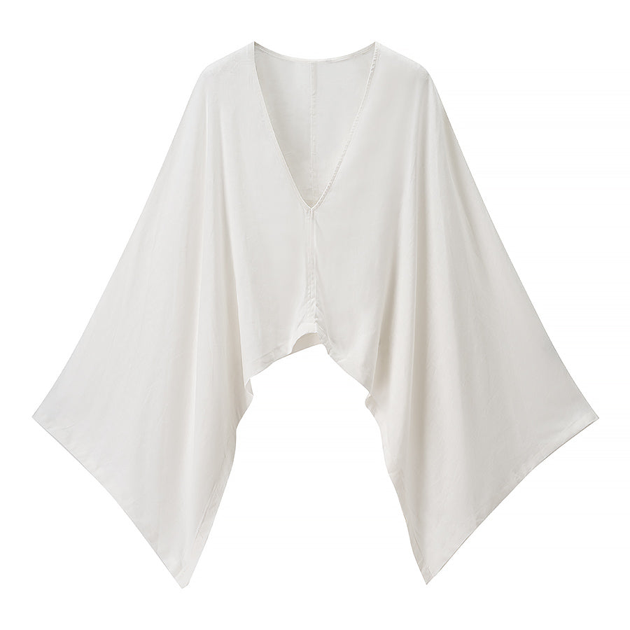 Women Clothing Casual Loose Fitting V neck Long Sleeves Short Shirt Top - Modestly Vogue 