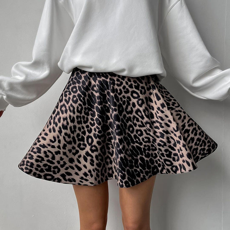 Leopard Print High Waist A-Line Skirt – Stylish All-Match Look - Modestly Vogue 