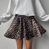 Leopard Print High Waist A-Line Skirt – Stylish All-Match Look - Modestly Vogue 