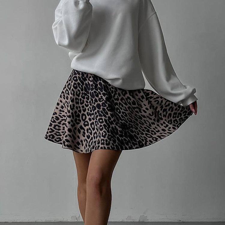 Leopard Print High Waist A-Line Skirt – Stylish All-Match Look - Modestly Vogue 