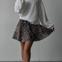 Leopard Print High Waist A-Line Skirt – Stylish All-Match Look - Modestly Vogue 