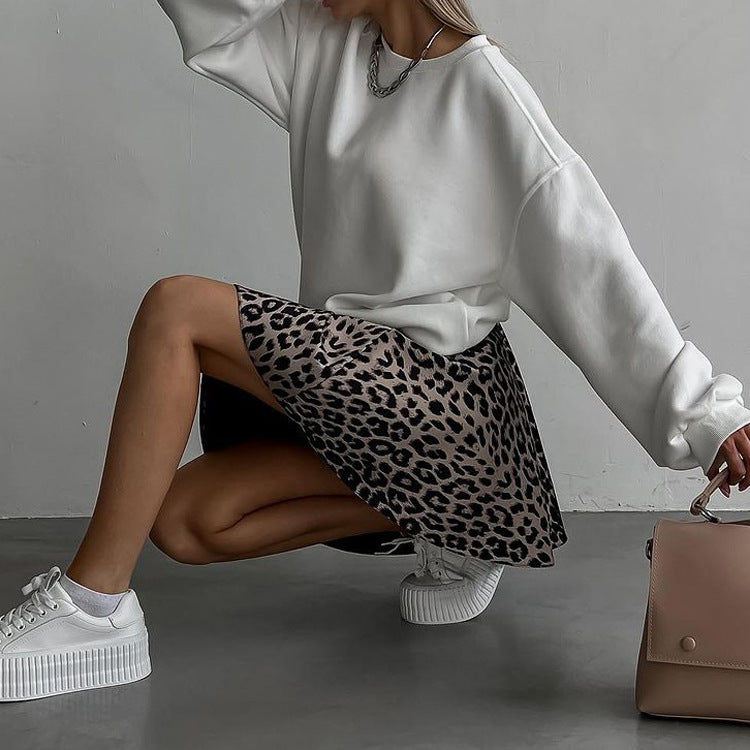 Leopard Print High Waist A-Line Skirt – Stylish All-Match Look - Modestly Vogue 