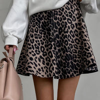 Leopard Print High Waist A-Line Skirt – Stylish All-Match Look - Modestly Vogue 