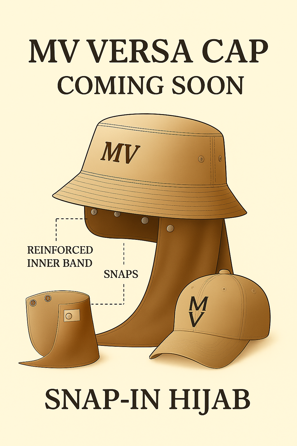 MV VersaCap™ Waterproof Bucket Cap Snap-In Hat System –  Coming Soon! - Modestly Vogue 