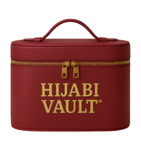 Hijabi Vault™ – Premium Hijab Oval Storage & Organizer Burgundy - Modestly Vogue 