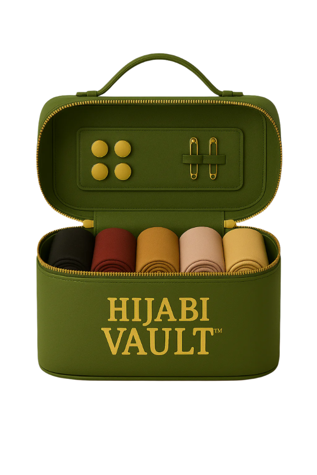 Hijabi Vault™ – Premium Hijab Oval Storage & Organizer Olive - Modestly Vogue 