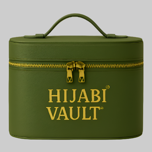Hijabi Vault™ – Premium Hijab Oval Storage & Organizer Olive - Modestly Vogue 