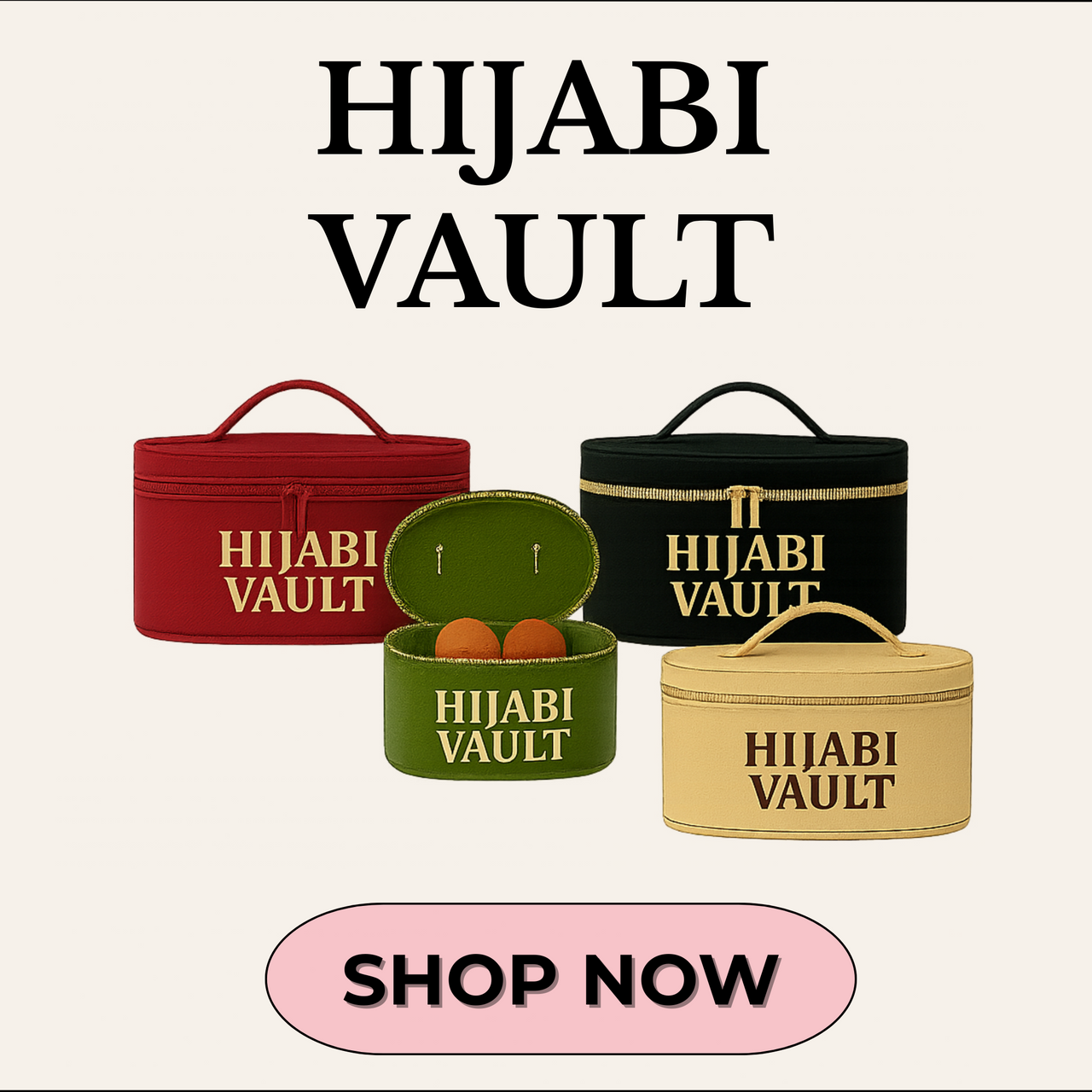 Hijabi Vault™ – Premium Hijab Oval Storage & Organizer Olive - Modestly Vogue 