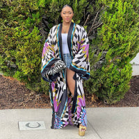 Artificial Silk Multi-Print Casual Kimono Coat – Stylish Women’s Outerwear - Modestly Vogue 
