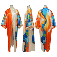 Artificial Silk Multi-Print Casual Kimono Coat – Stylish Women’s Outerwear - Modestly Vogue 