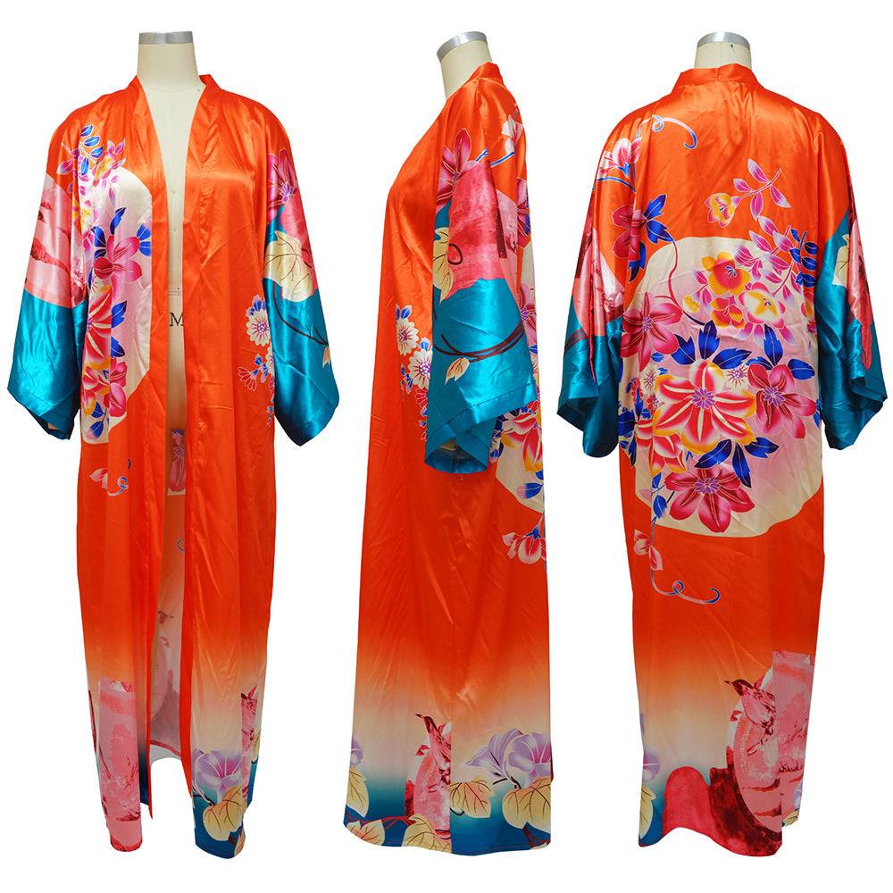 Artificial Silk Multi-Print Casual Kimono Coat – Stylish Women’s Outerwear - Modestly Vogue 