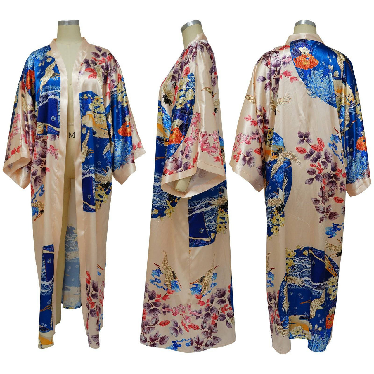 Artificial Silk Multi-Print Casual Kimono Coat – Stylish Women’s Outerwear - Modestly Vogue 
