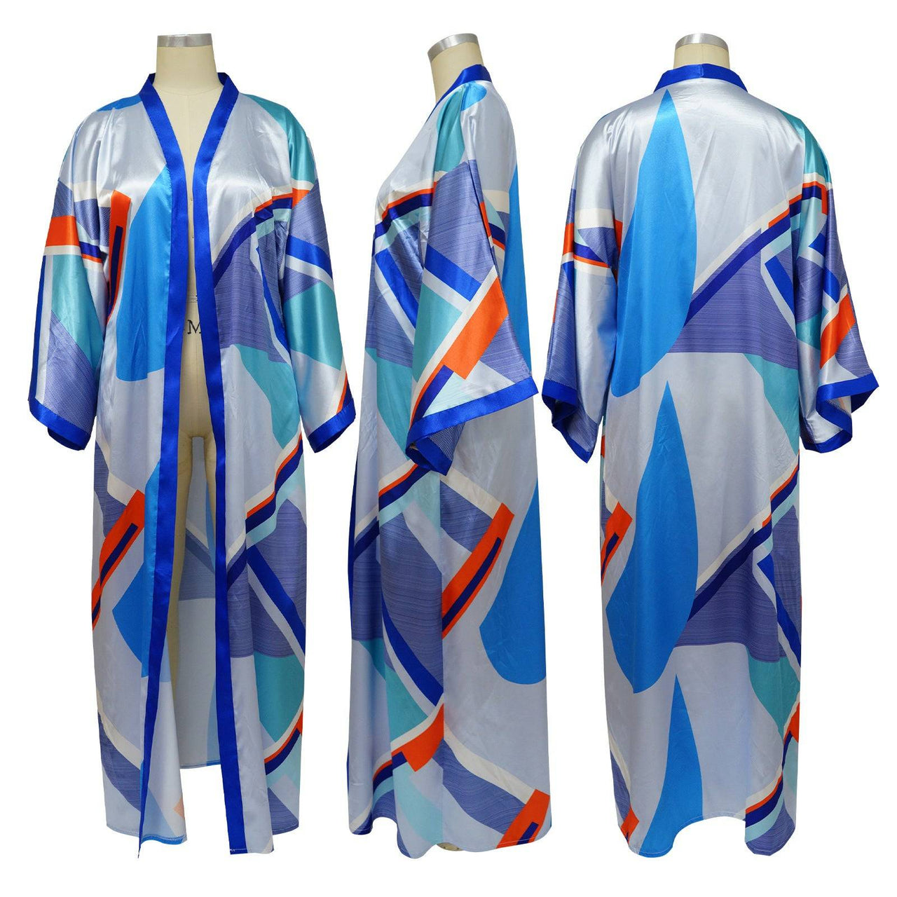 Artificial Silk Multi-Print Casual Kimono Coat – Stylish Women’s Outerwear - Modestly Vogue 