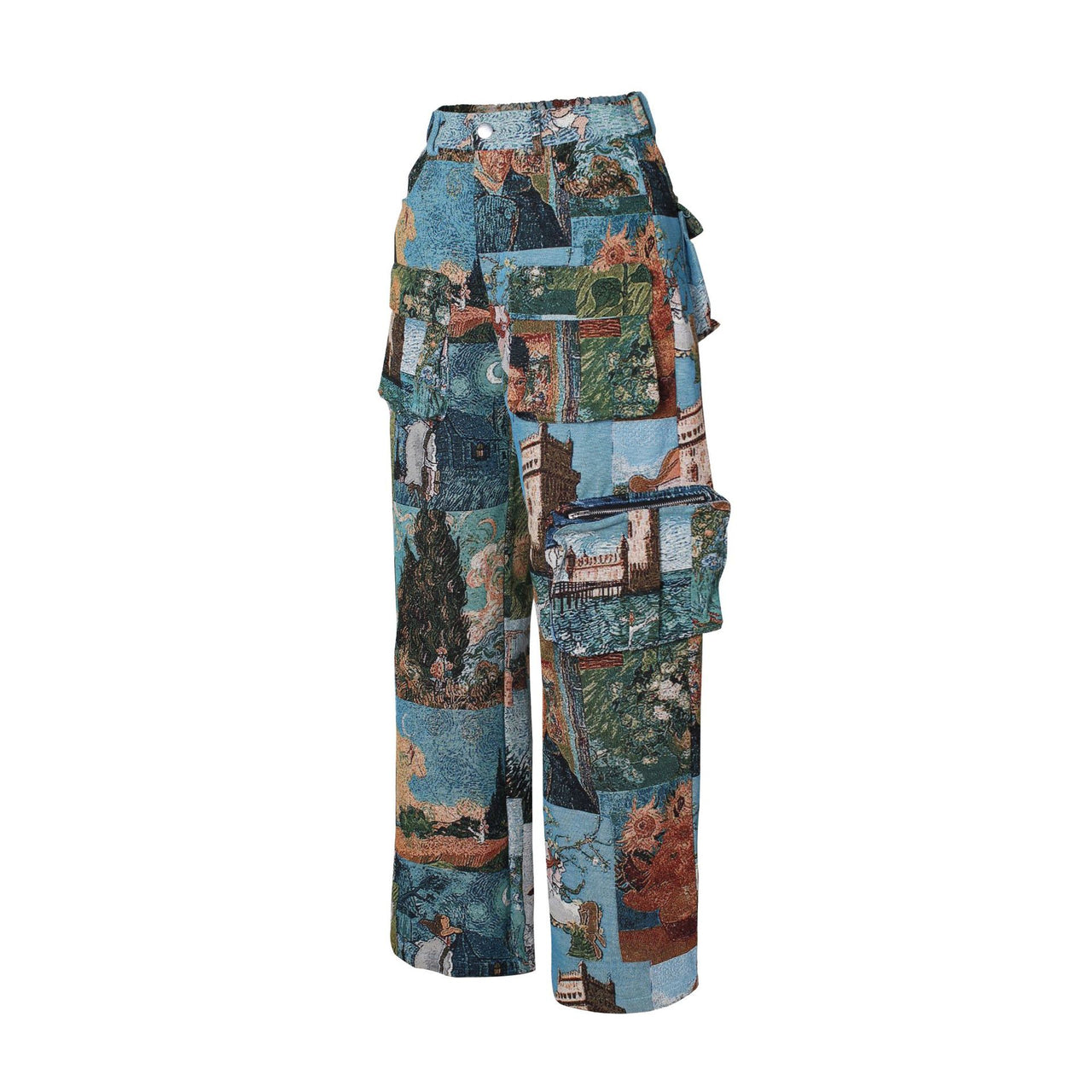 Women’s Jacquard Cargo Pants – Retro Casual Trousers with Pockets - Modestly Vogue 