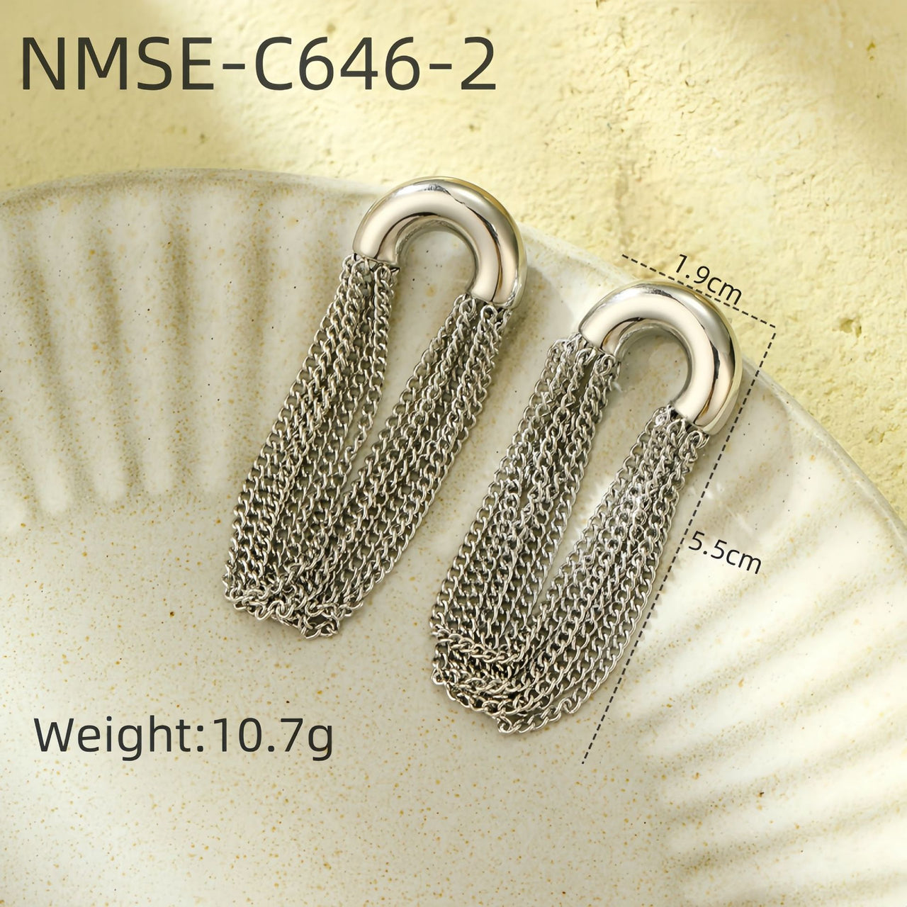 Simple Curved Chain Elegant Long Tassel Stainless Steel Studs C Type Design High-Grade Exquisite Titanium Steel Earrings